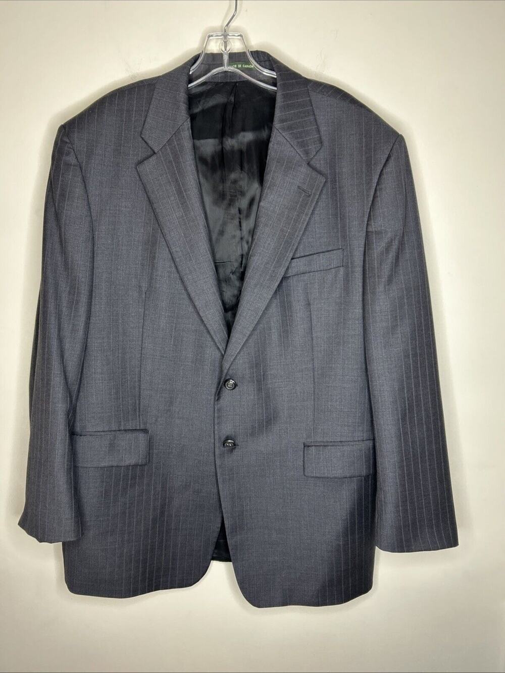 Lauren Ralph Lauren Men’s Wool Suit Jacket Size 47R Gray Striped Preppy *FLAW*